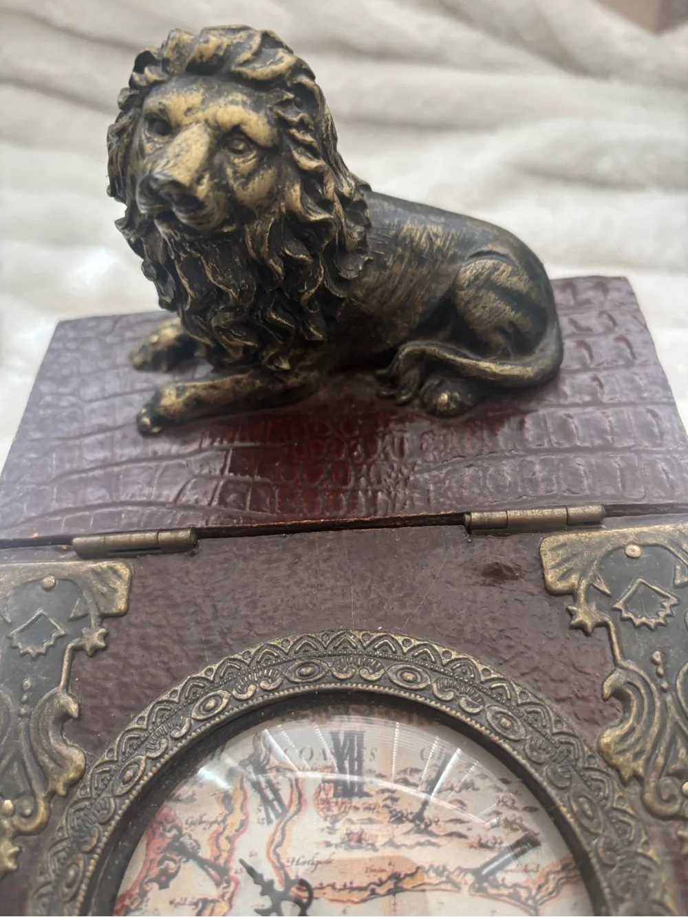 Vintage-Style Brown Decorative Box w/Antique Brass Accents Final Sale
